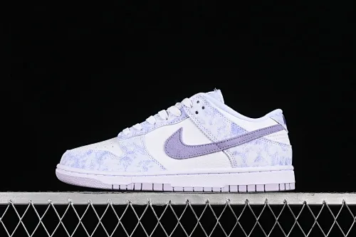 All categories Nk SB Dunk series Nk SB Dunk Low low-top sneakers Nk SB Dunk Low Prm white and light purple color SB smashed backboard fashion casual sneakers DM9467-500